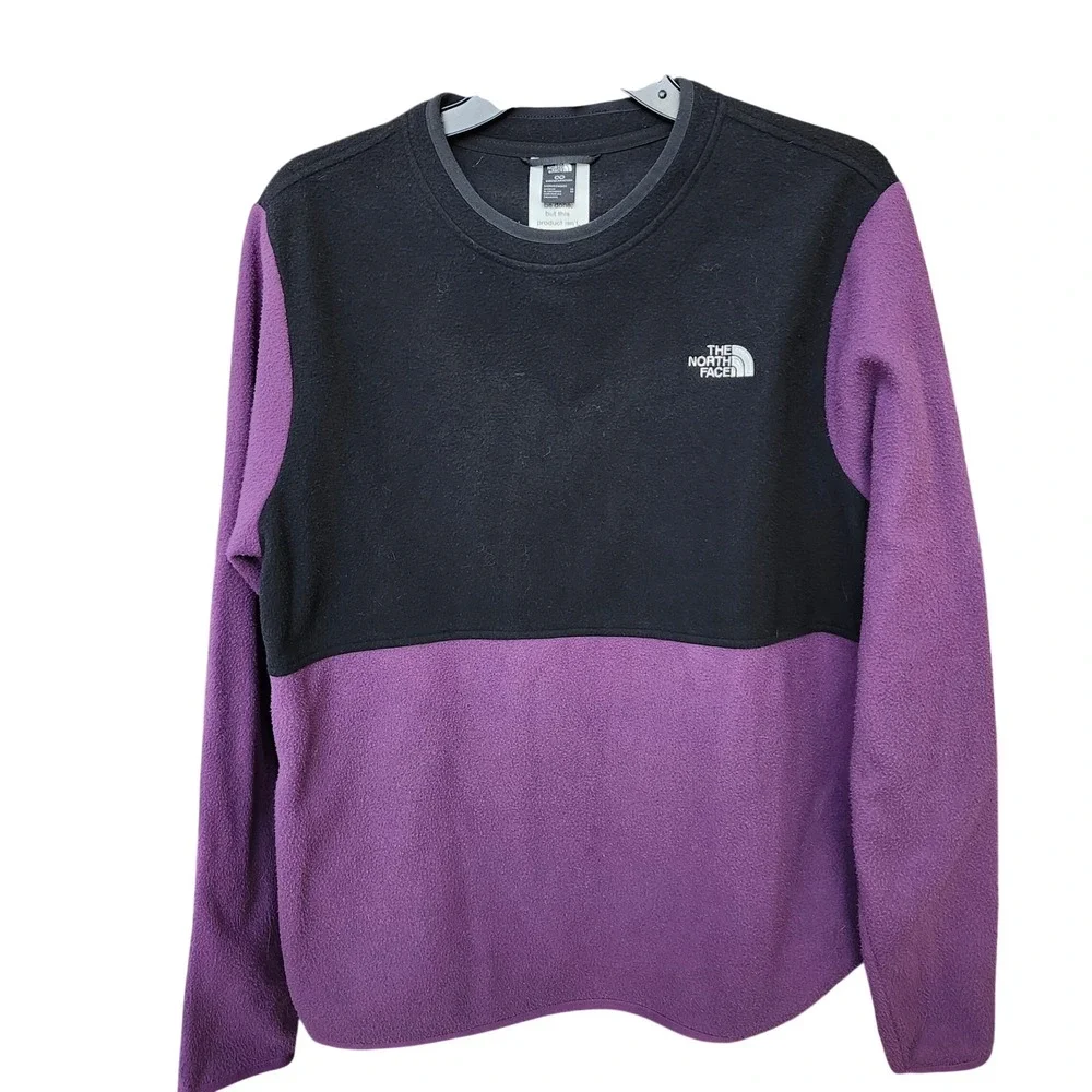 The North Face Mens Fleece Pullover Black Purple Polartec Circular Design Size M